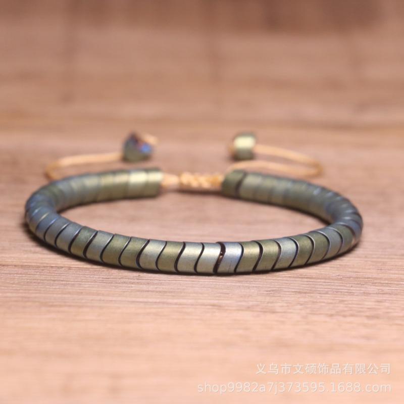 Matte Gradient Disc Beaded Wrap Bracelet – Boho Multilayer Waterproof Jewelry, Casual Stackable Gift for Women