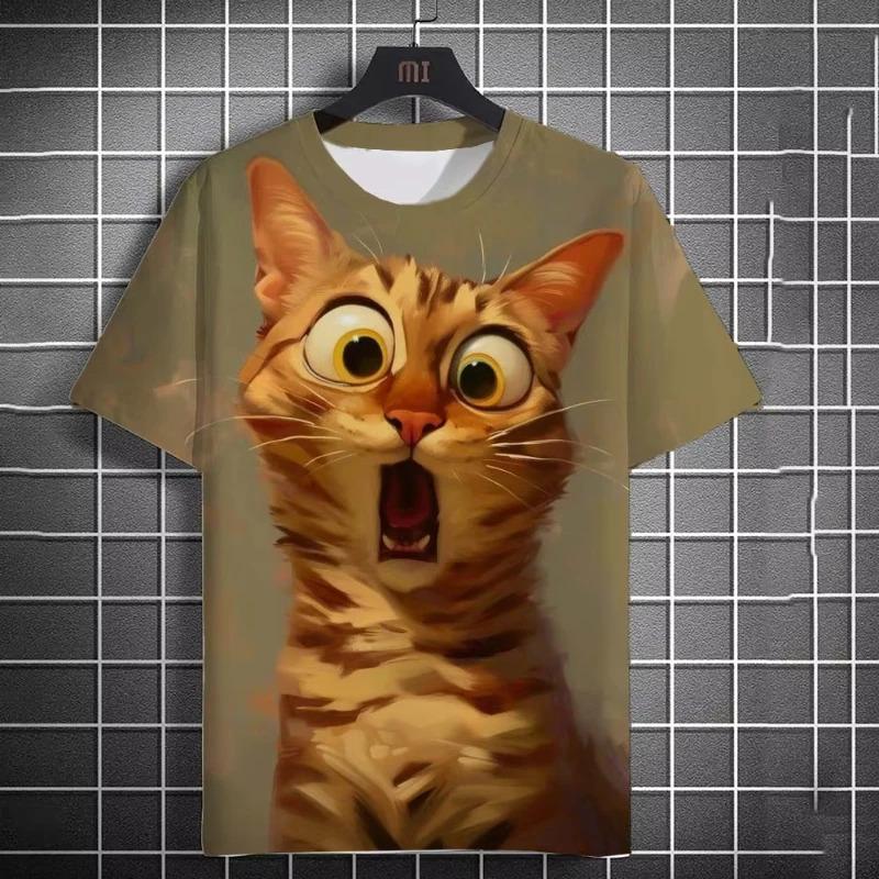 

Cute Cat Graphic 3D Print Funny Streetwear Casual Short Sleeve Men s T-shirts Summer Daily Fun Humor Tees Tops 6XL