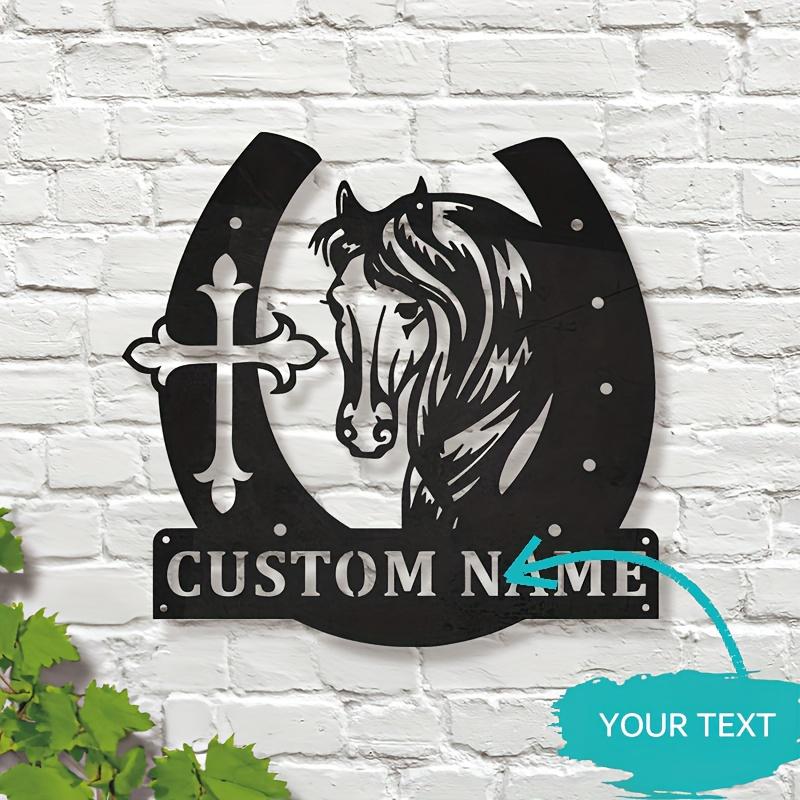

Vintage Metal Horse Wall Art Horseshoe Decor Personalized Home Sign