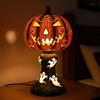 Pumpkin Night Light Halloween Horror Skeleton Ghost Witch Pumpkin Lantern Resin LED Tabletop Lamp for Gothic Room Desk Decorr
