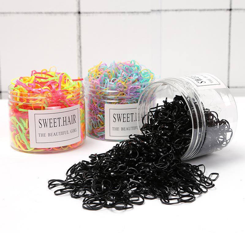 500 Starke Schwarze Gummi-Haargummis für Kinder - Schonend für das Haar, Langlebig, Dick, Einweg
