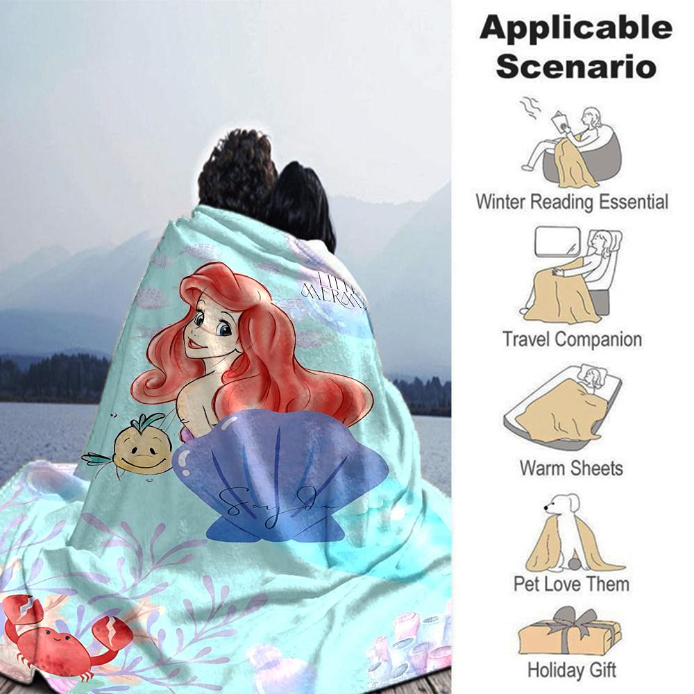 1pc Little Mermaid Name blanket Lightweight Flannel Throw for Sofa Bed Travel Camping Livingroom Office Couch Chair
