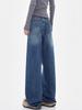 Spring New Vintage Washed Wide Leg Jeans Women 2000s High Waisted Straight Loose Slim Mop Pants Korea Chic Design Blue Denim Trousers