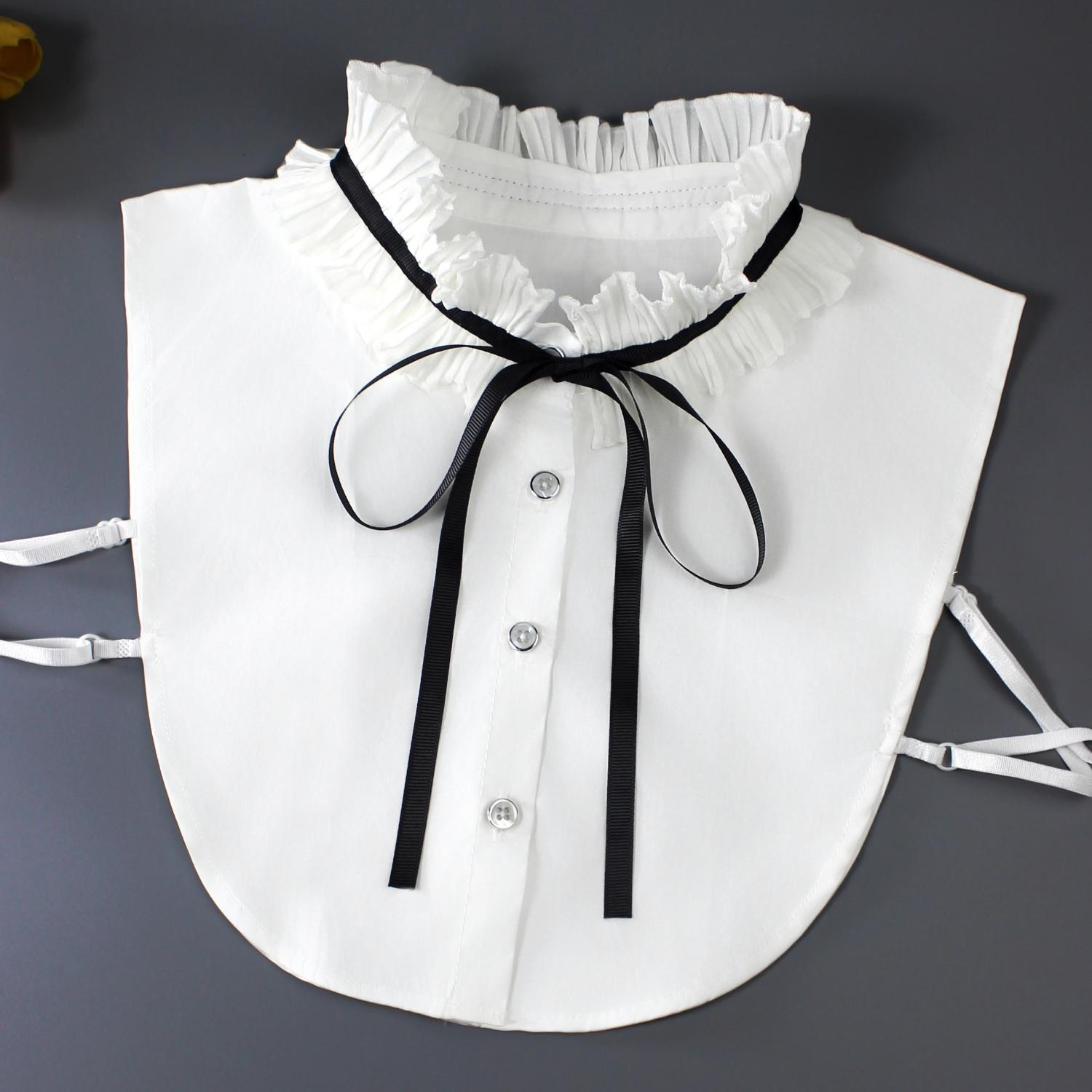 

1 Женская рубашка с плиссированным воротником-стойкой из аккордеонного кружева в стиле Ренессанс, галстук-бабочка, аксессуар-ложный воротник для весны, лета, осени, а