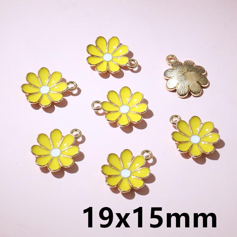 20pcs Enamel Flower Charms Pendant Alloy Metal DIY Jewelry Making Accessories Findings for Earrings Necklace Bracelet