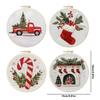 4 Sets Christmas Embroidery Kits with Needles Thread Pattern & Instructions Handmade Sewing Xmas Crafts Set for Beginners Adults