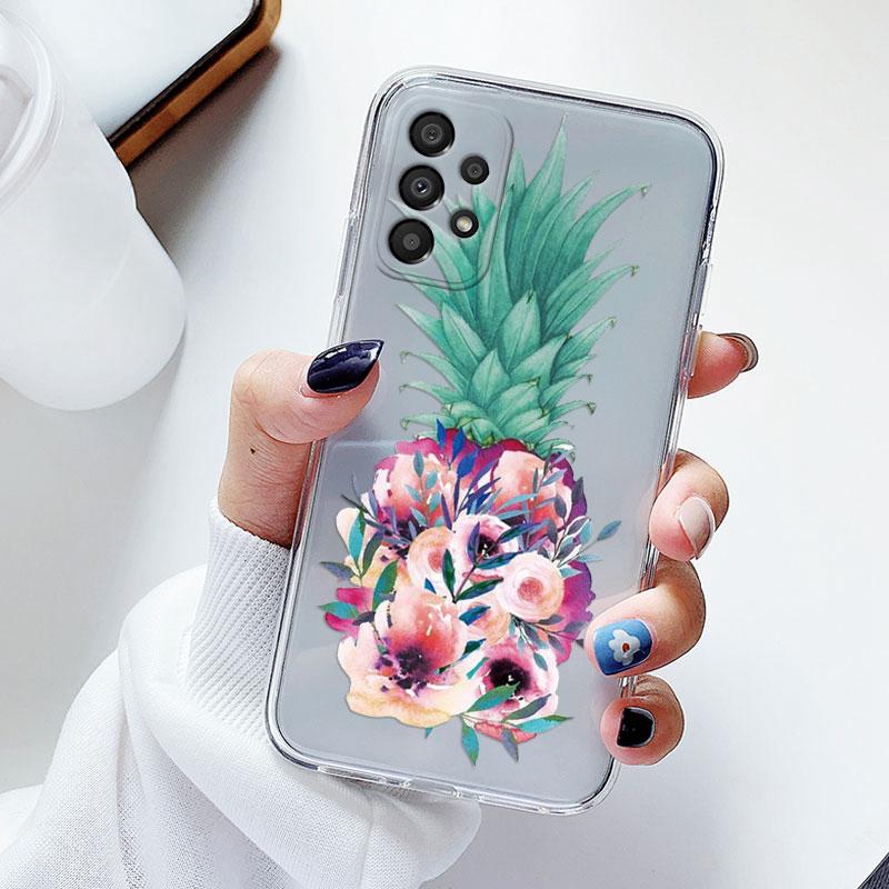 Phone Case For Samsung A53 5G A33 Floral Silicon Cover For Samsung Galaxy A73 Fundas Coque Transparent Soft Capas Flower TPU