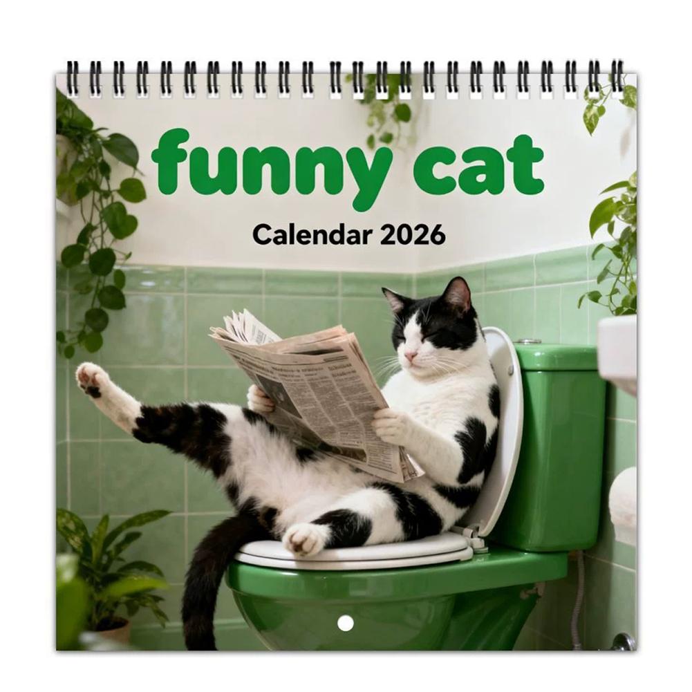 

2026 Cat Fun Wall Calendar Green Paper Edition Bright and Non Fading Home Decoration Christmas Gift зелёный