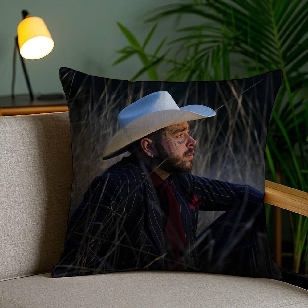 P-Post M-Malone Pillow Case Home Dorm Chair Back Short Plush Double-Sided Printing Office Nap Time Cushion Cover