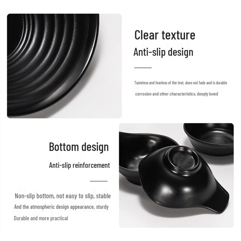 Jijun A5 Black Melamine Frosted Rice & Sauce Bowl