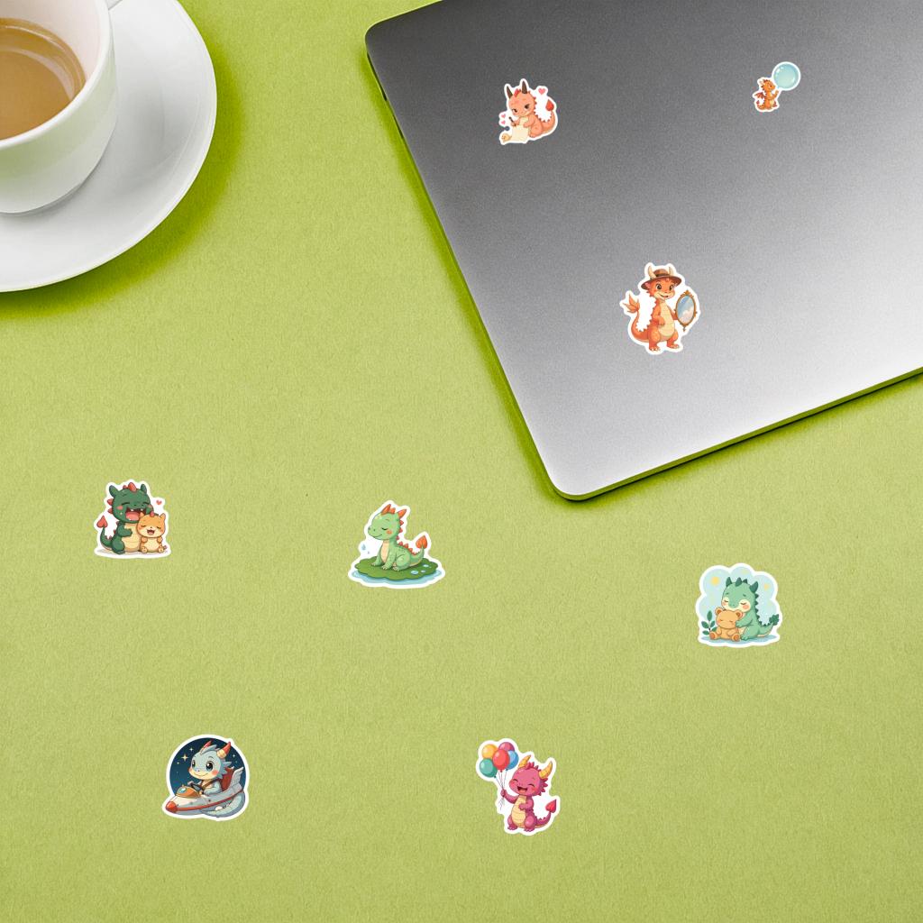 35pcs-70pcs Whimsical Fantasy World Stickers Playful Cute Dragons Stickers Stationery Stickers For Guitar DIY Bicycle