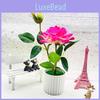 Realistic Rose Bonsai Artificial Plant With Silk Fabric For Gift And Interior Decoration