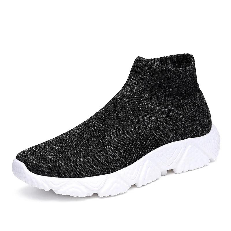 Fashion Autumn Classic Khaki Men's High-top Sneakers Big Size 47 Weave Breathable Sneakers Men Slip-on Platform Jogging Shoes Casual Men