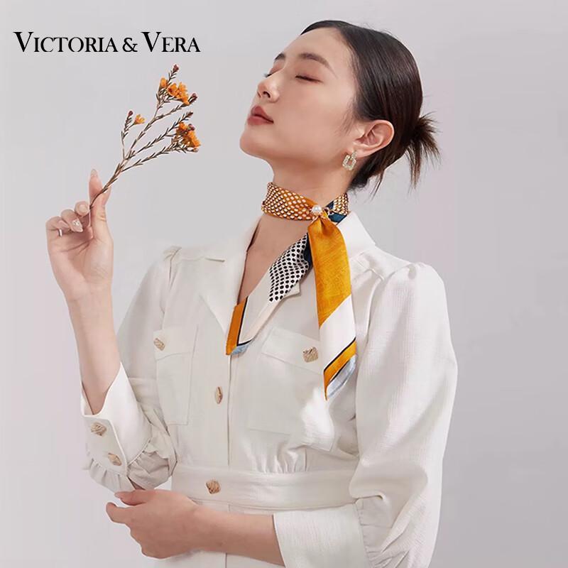 VICTORIA&VERA British Style Printed Mulberry Silk Scarf V826ZS07