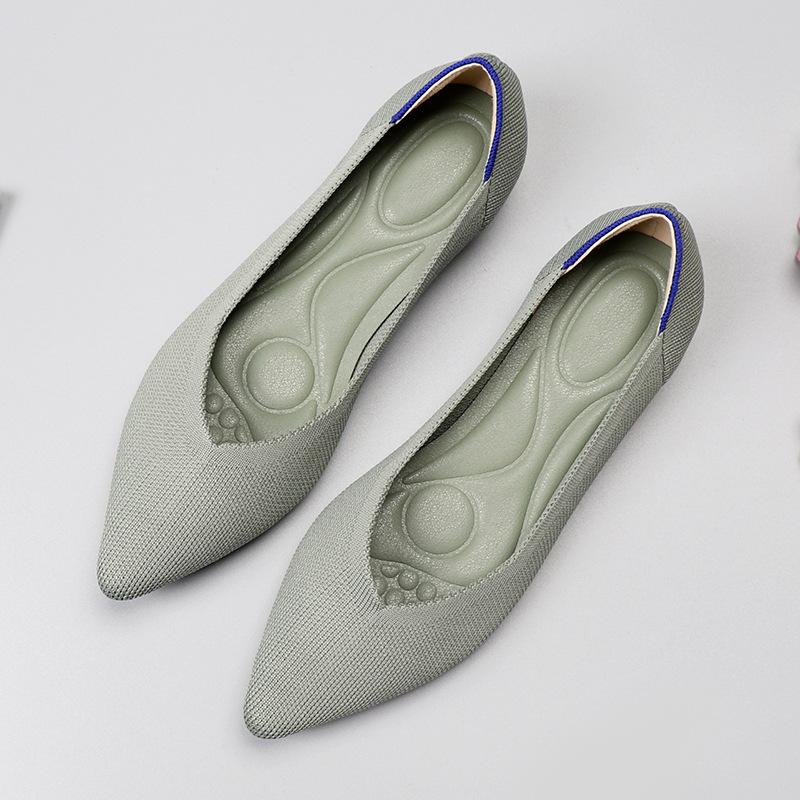 Spring and Autumn Flying Single Shoes Doudou 40 Knitted 4142 Flat Bottom 43 Large Size Women's Shoes