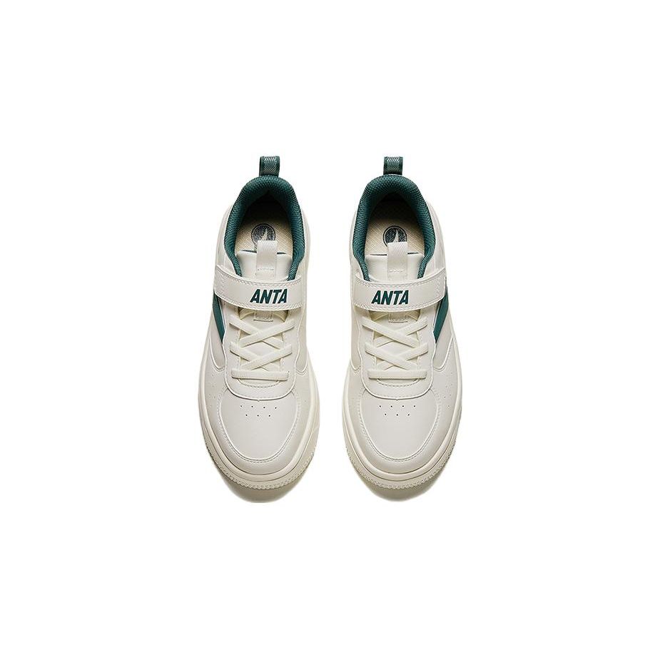 Anta Comfortable Versatile Casual Non-Slip Shock Absorbing Wear-Resistant Breathable Low-Top Kids Skate Shoes Kids Sneakers White Green A312348031-1