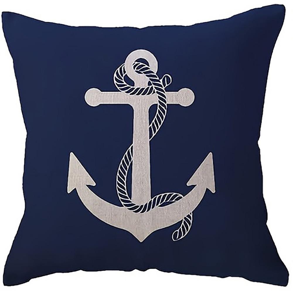 1/4 Stück Marineblaue Kissenbezüge mit Meeresmotiv und Designs von Steuerrad, Kompass, Anker und Segelboot Sofakissenbezug Heimdekoration