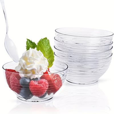 20 piezas de mini cuencos de postre con cucharas, cuencos de aperitivos de plástico transparente para reuniones, fiestas, Año Nuevo, bodas, compromisos, día de San Valentín