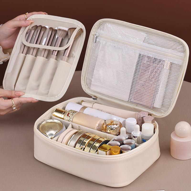 Portable Travel Cosmetic Bag Large Capacity Waterproof Toiletry Bag Storage Bag Multifunctional Leather Cosmetic Box Storage Bag