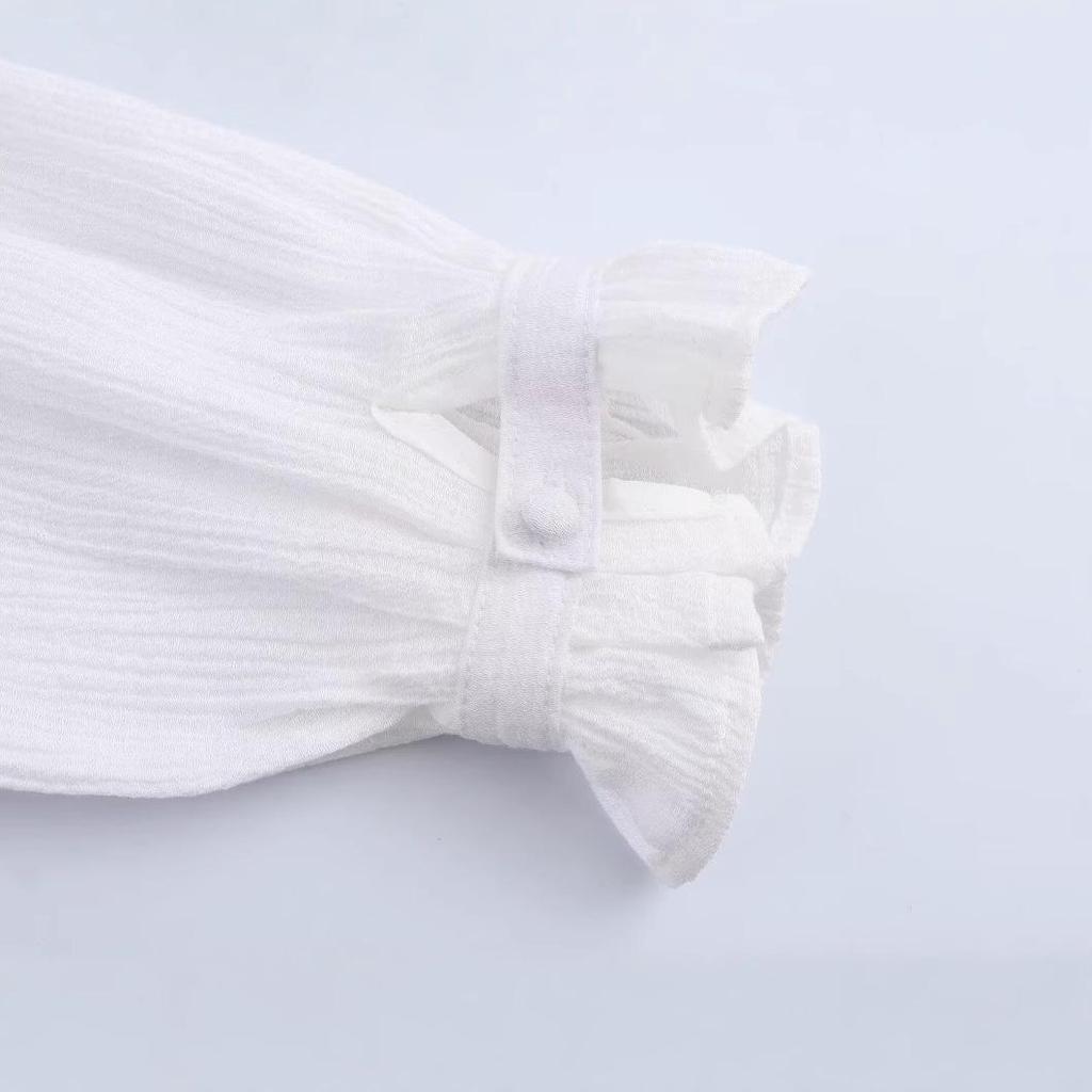 Women's European & American Style Hollow Embroidery Short Shirt - Spring 2025