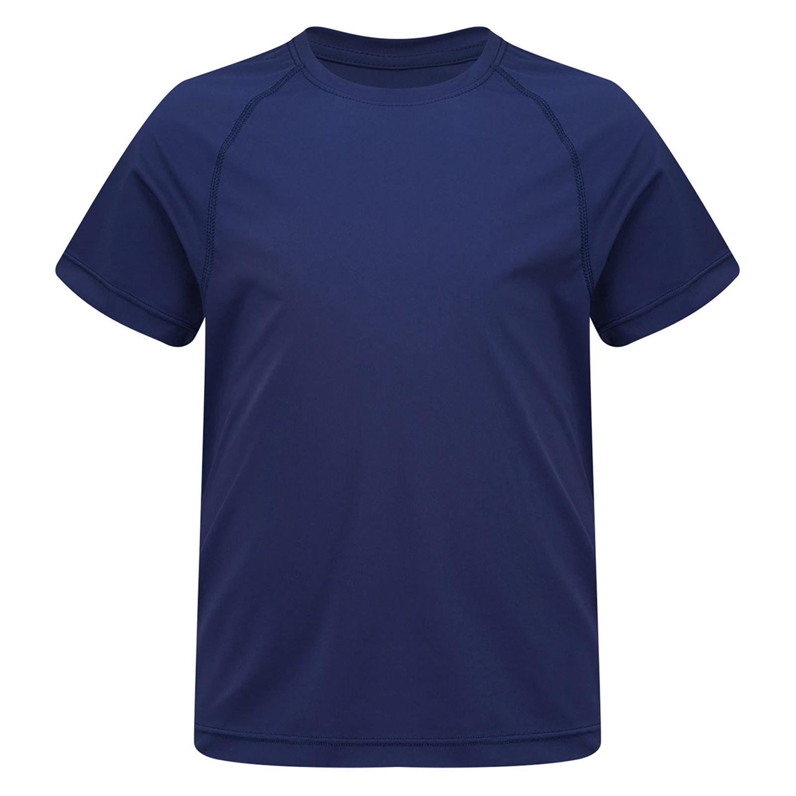 

Дитячий спортивний топ для дівчаток, що відводить вологу, однотонний, з коротким рукавом, з круглим вирізом, спортивна футболка для активних ігор 13-14 Years