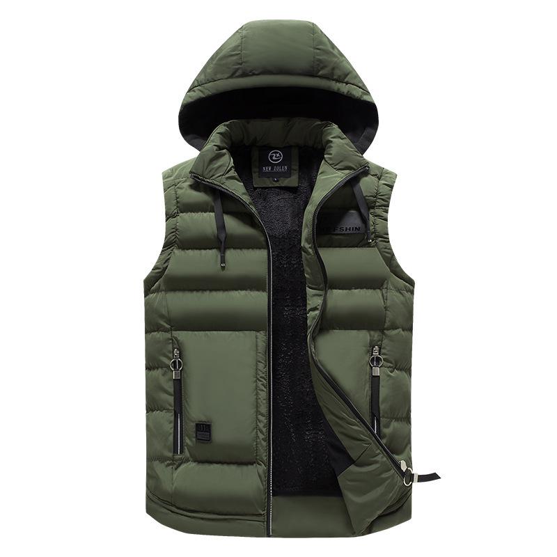 Men's Autumn/Winter Fashion Vest with Detachable Hood - Casual Cotton