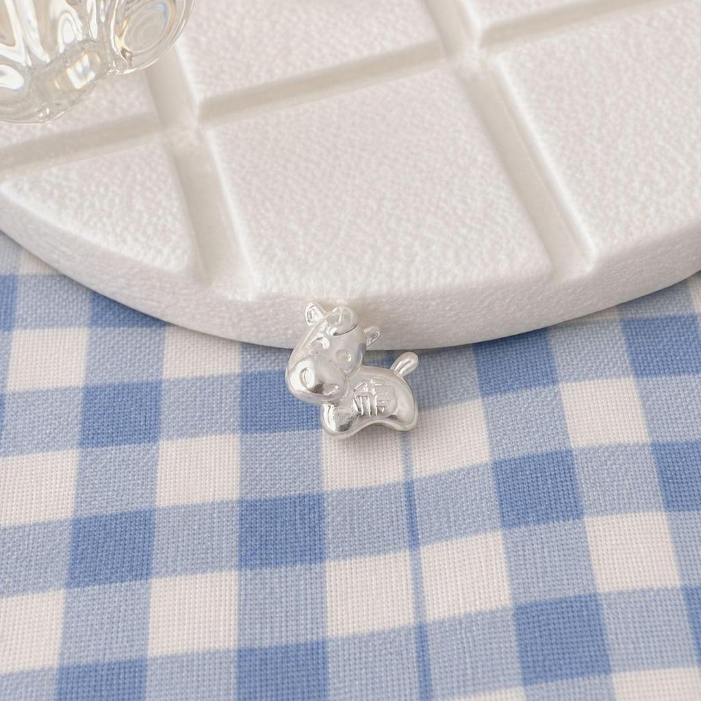 999 Sterling Silver Colorful Cartoon Horse Spacer Beads for DIY Bracelets