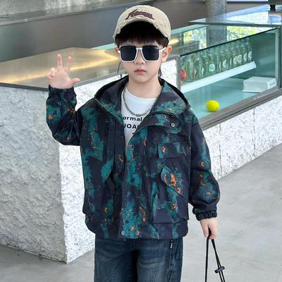 Toddler Boys' Streetwear Hooded Jacket - Spring/Autumn 2025 Trendy Windbreaker