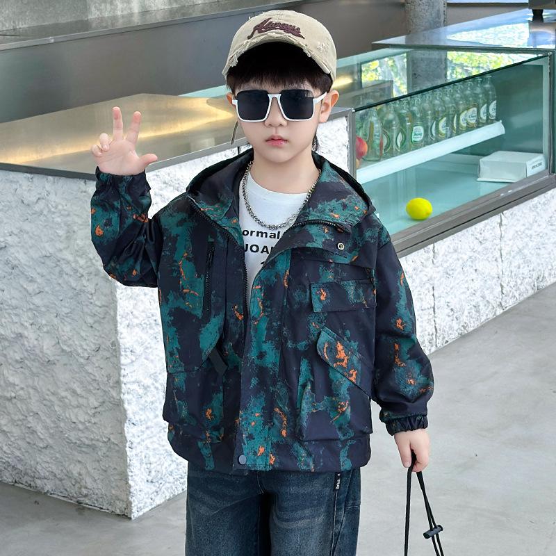 Toddler Boys' Streetwear Hooded Jacket - Spring/Autumn 2025 Trendy Windbreaker
