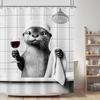 Kids Dog Shower Curtain Bathroom Set Funny Cat Dachshund Doggy Cute Lovely Rustic Animals In Bathtub for Boys Bath Accessories