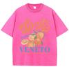 Spritzy Veneto Orange Fruits Prints Washed T Shirts Women Cotton TShirt Distressed ONeck Comfortable Tops Summer Woman Clothes