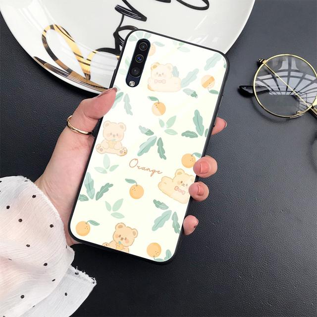 Cute Bear Case For Samsung Galaxy A52 A70 A71 A73 A53 A13 5g A03 A72 A22 A21s A03 Core A42 Tempered Glass Back Shell Covers