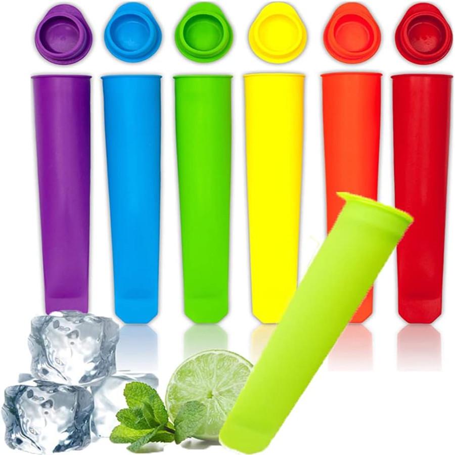 Creative DIY Silicone Popsicle Molds with Lids, Small Size, 6 Colors - Ice Cream and Snow Bar Sticks Included