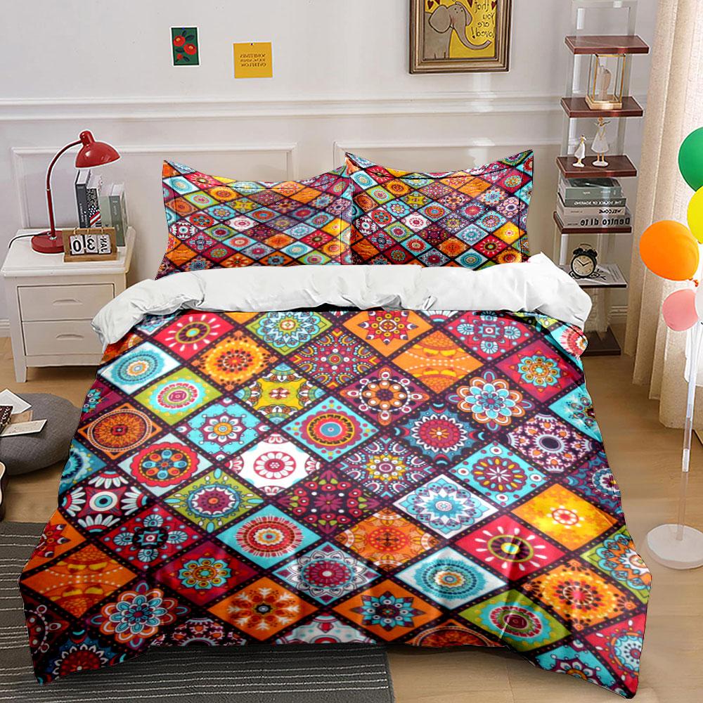 Colorful Geometric Floral Bedding Bedding Duvet Cover Set Duvet Cover Pillowcases (1 * Duvet Cover 2 * Pillowcases, without duvet insert)