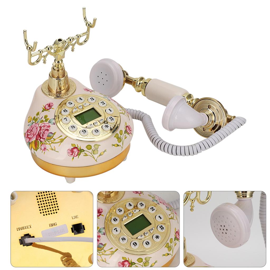 MS 9100 Round Base Ceramic European Rose Retro Telephone for Automatic Detection To FSK DTMF Caller ID