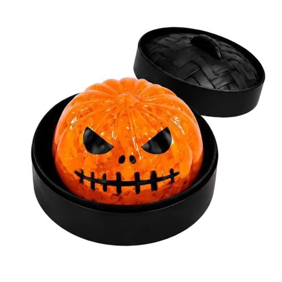 Soft Squeeze Toys Halloween Stress Relief Dumpling Toy with Steamer Glitter Ball Fidget Toy Anxiety Relieving Steamed Bun for Holiday Gift