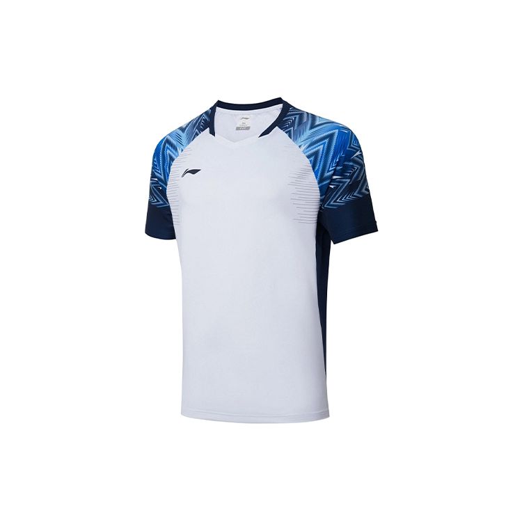 

Li-Ning Бадминтон серии Colorblock Спортивная футболка с круглым вырезом и коротким рукавом Мужские топы Белый AAYS057-1 S