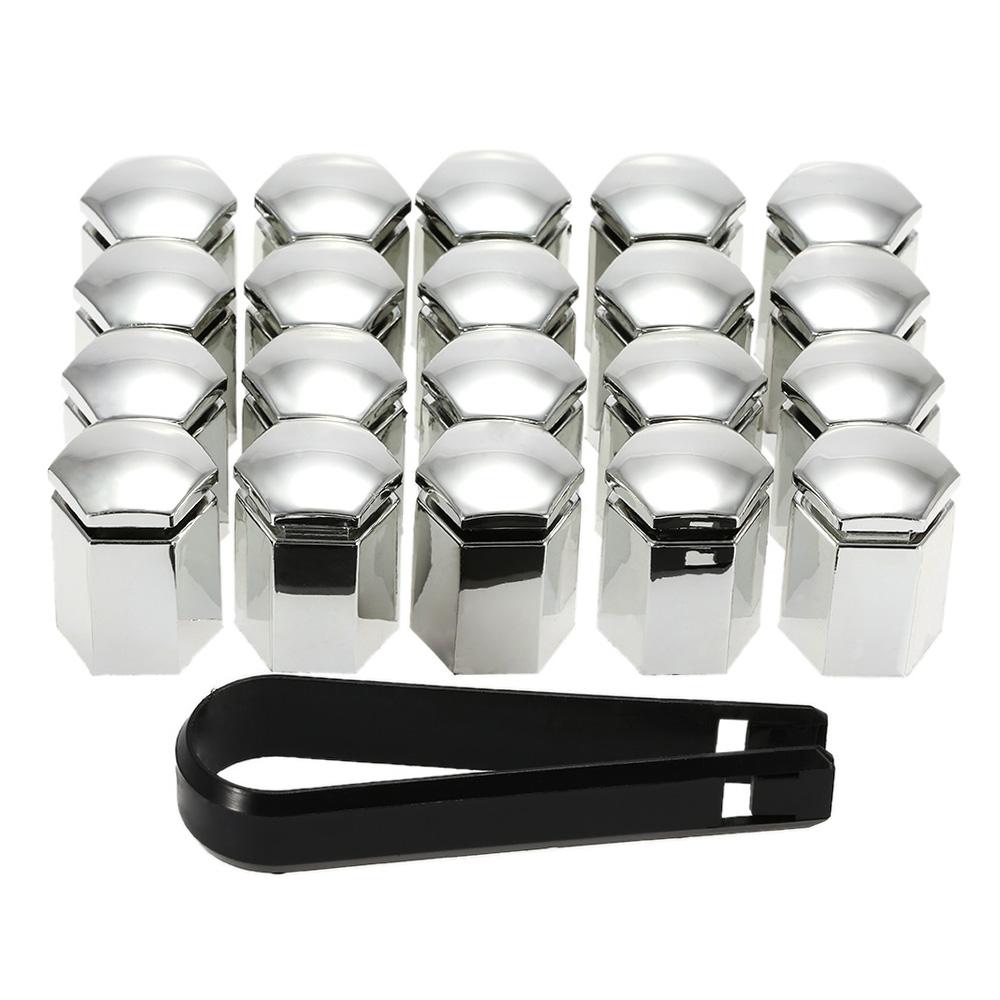 

20 шт. 17 мм автомобильные гайки для колесных болтов, пластиковые колпачки серебряный
