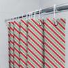 Festive Christmas Stripes: Red, White, And Green Diagonal Pattern Shower Curtain For A Joyful Holiday Bathroom Dcor
