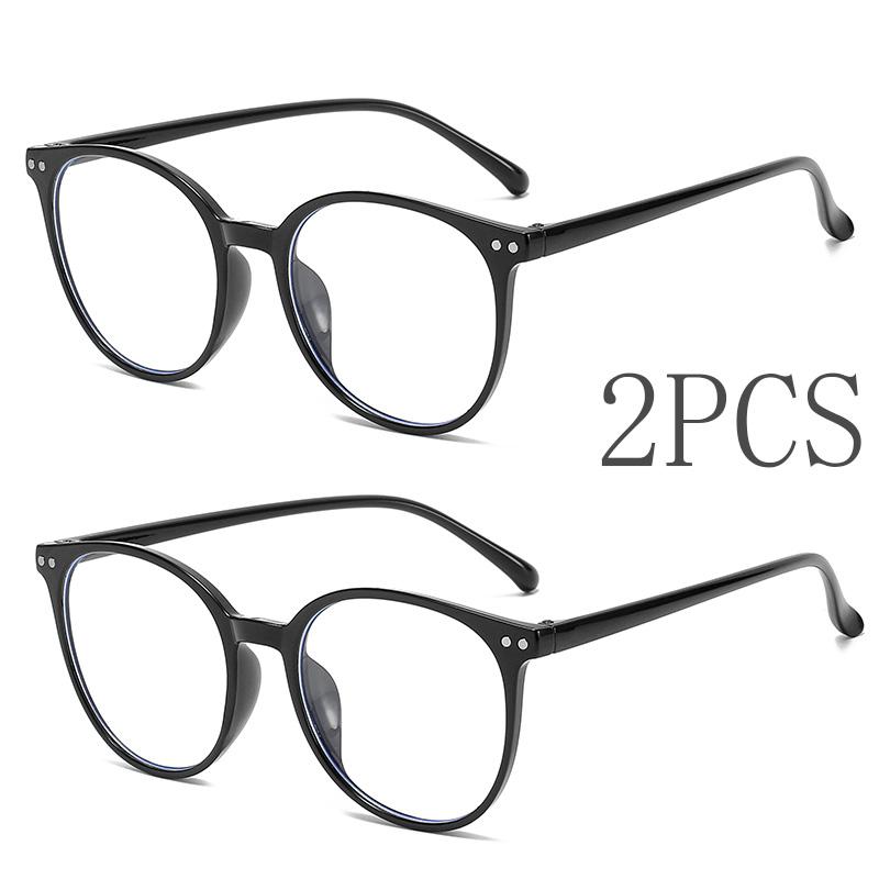 2PCS Anti Blue Light Glasses Simple Round Eyewear Women Men At Home Travel Eyeglas Blue Light Blocking Man Lady Computer Eyeglas
