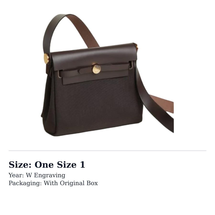 HERMES Herbag Zip Canvas With Leather Crossbody Bag, Shoulder Bag 20 Unisex Ebony H085414CCAC