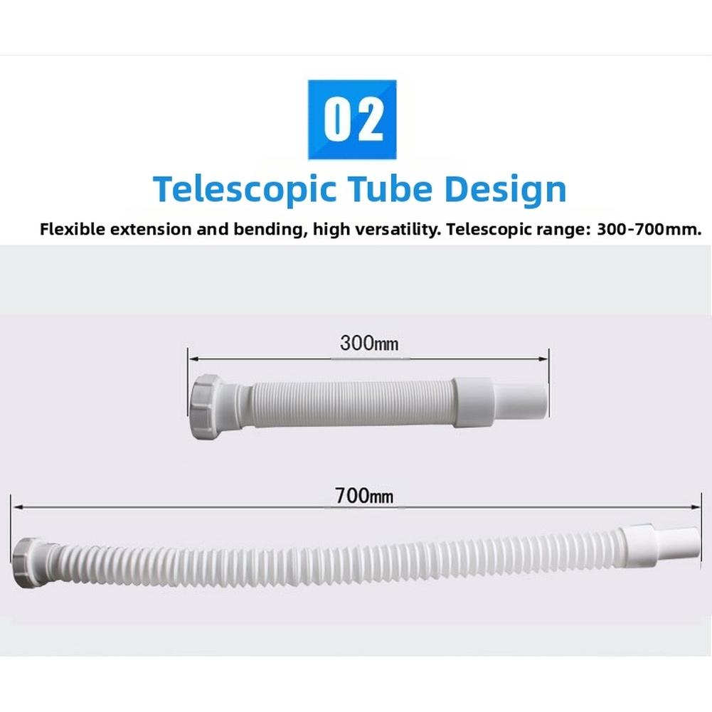 Kitchen Sink Drain Pipe PP Wash Basin Sewer Drainer Flexible Hose 45mm Internal Thread Telescopic Tube Bathroom Accessories