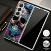 Punk Dark Aesthetic Skull Case For Samsung Z Flip 8 7 6 5 Luxury Plating Leather Skin Folding Phone Cover For Galaxy Z Flip8 Flip7 Flip6