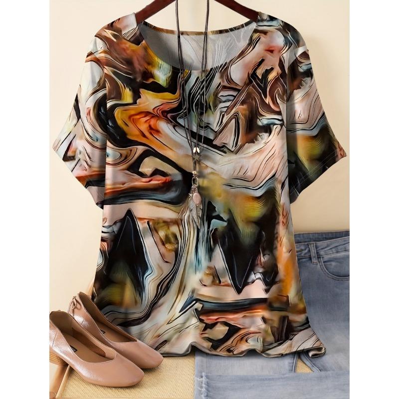 Vintage Women's Casual Loose T-Shirts Printed T-Shirt Fashion Tops Short Sleeves Tees O-Neck Oversized T-Shirt Female Clothing