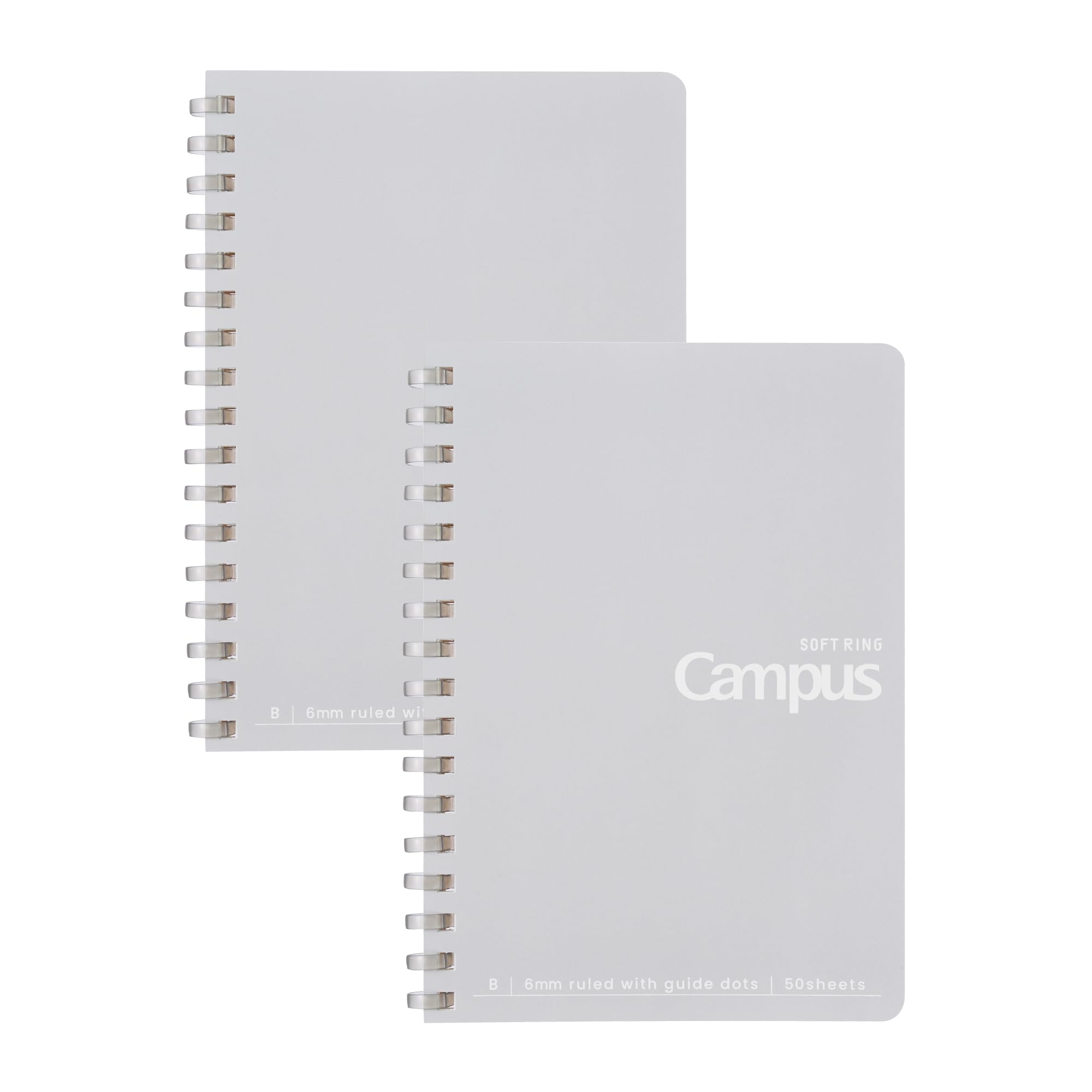 Kokuyo Campus Soft Ring Dotted Set of Notebook, A6, B-Ruled, Gray, 2, AMSU-S151BT-MX2