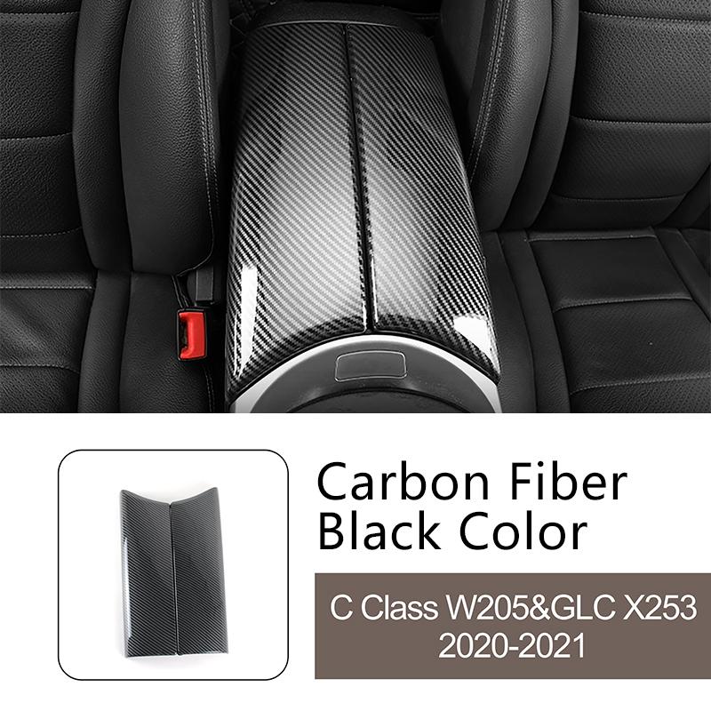 For Mercedes Benz C Class W205 GLC X253 Console Armrest Box Panel Cover Interior Car Accessories Carbon Fiber Pattern Stickers