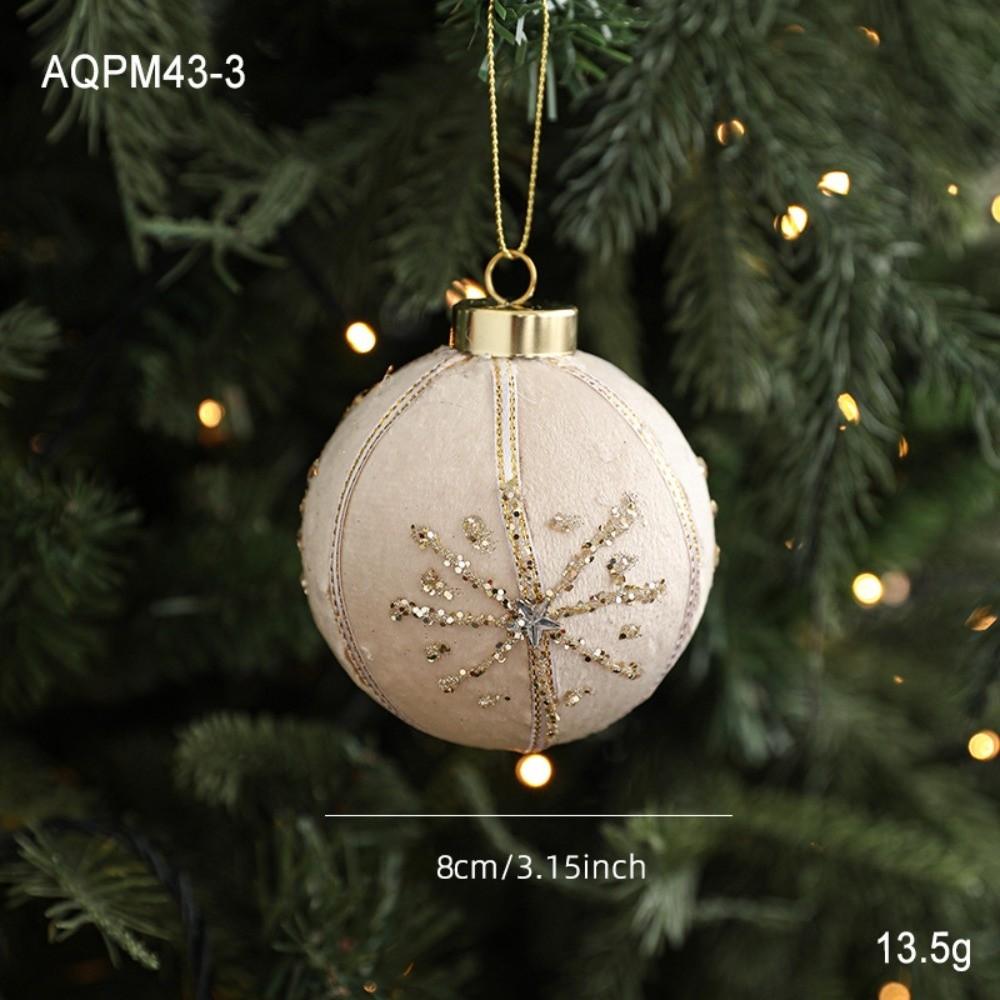 8CM Christmas Tree Ball Hanging Ornaments Foam Cloth Glitter Christmas Ornaments Coffee Christmas Pendants