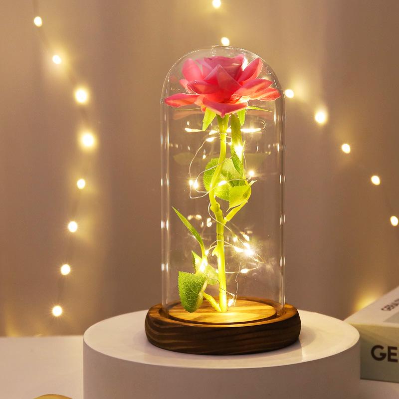 Eternal Rose Glass Lampshade: Christmas, Qixi, Valentine's Day Desktop Ornament & Night Light Gift.