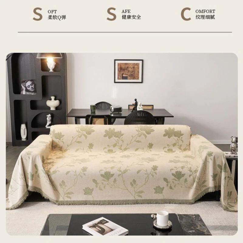 Vintage Chenille Jacquard Sofa Napkins Four Seasons Universal Senior Dust Cover Cloth One Piece Tassel Edge Comfort Nap Blanket