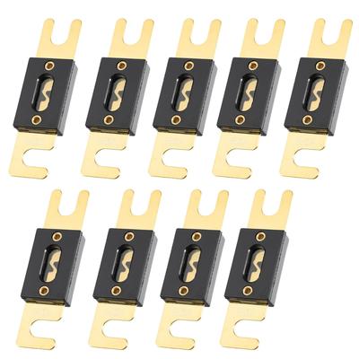 X AUTOHAUX ANL Fuse Gold Tone Plated 350A Universal Inverter for Auto Vehicle Truck Audio 9pcs